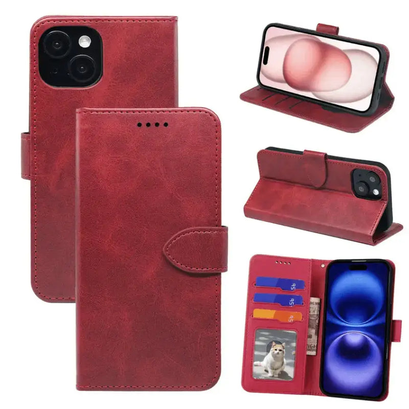 iPhone 16 Pro Wallet Case – Slim Leather Flip Cover with Card Holder by techplus