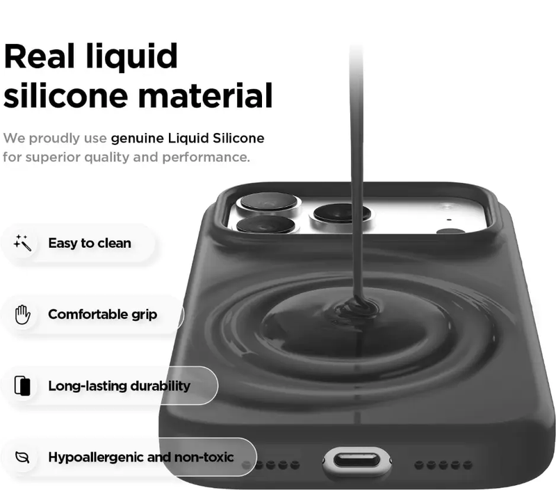 iPhone 17 Pro Black Silicone Case – Soft Protective Cover by techplus