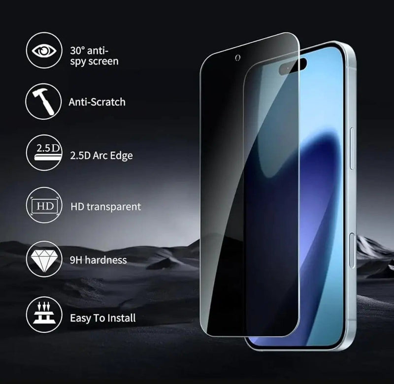 techplus iPhone 17 Privacy Tempered Glass Screen Protector 9H Anti Spy 2 5D Rounded Edge iPhone 17 Privacy Tempered Glass Screen Protector 9H