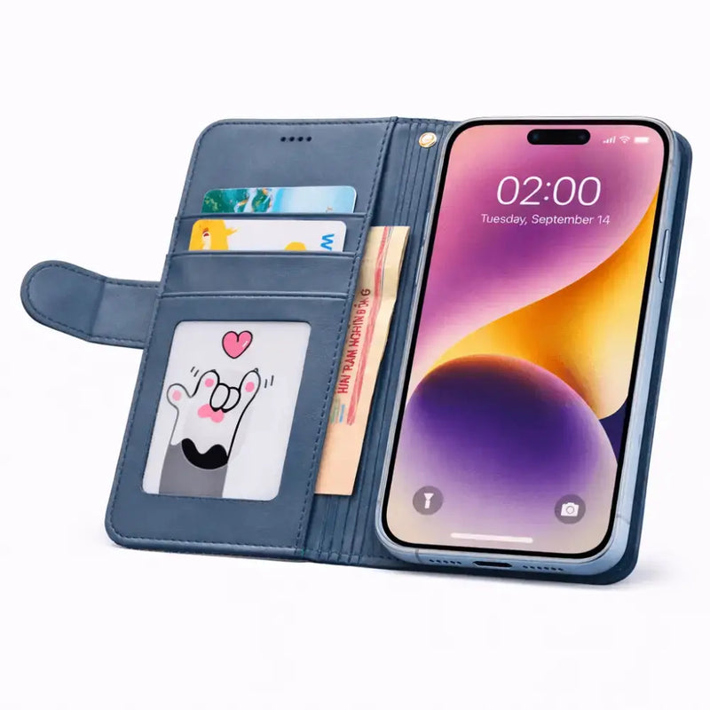 techplus Mobile Phone Case iPhone 18 Pro Max Flip Wallet Case Cowhide Dot Pattern iPhone 18 Pro Max Flip Wallet Case Cowhide Dot Pattern
