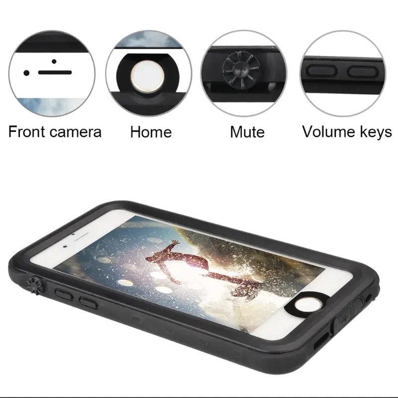 Redpepper Waterproof Case for iPhone 7 Plus / 8 Plus Black by techplus