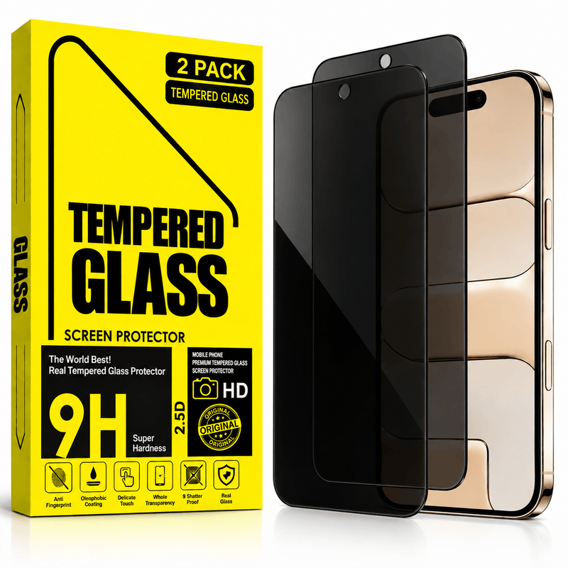 techplus iPhone Air Privacy Tempered Glass Screen Protector 2 Pack 9H Anti Spy iPhone Air Privacy Glass Screen Protector 2 Pack