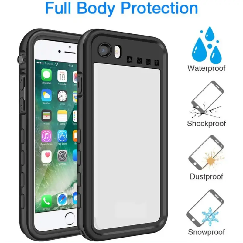 Redpepper Waterproof Case for iPhone SE Black by techplus