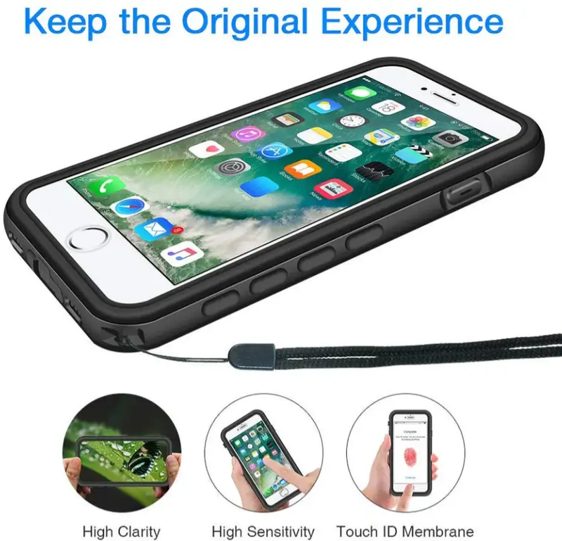Redpepper Waterproof Case for iPhone 7 Plus / 8 Plus Black by techplus