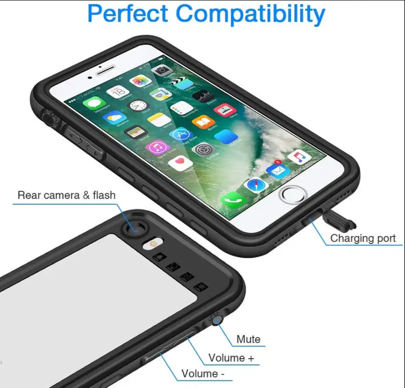 Redpepper Waterproof Case for iPhone SE Black by techplus