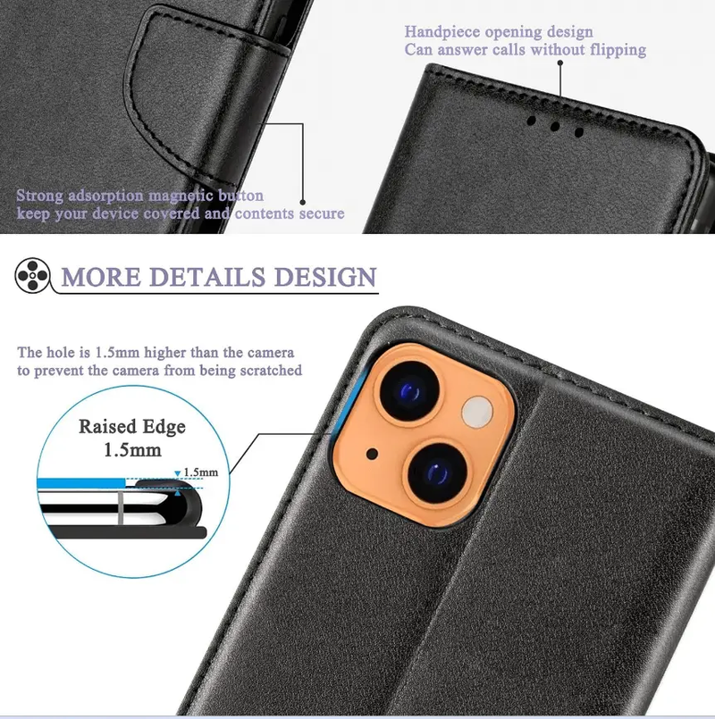 iPhone 14 Pro Wallet Case – Slim Leather Flip Cover by techplus