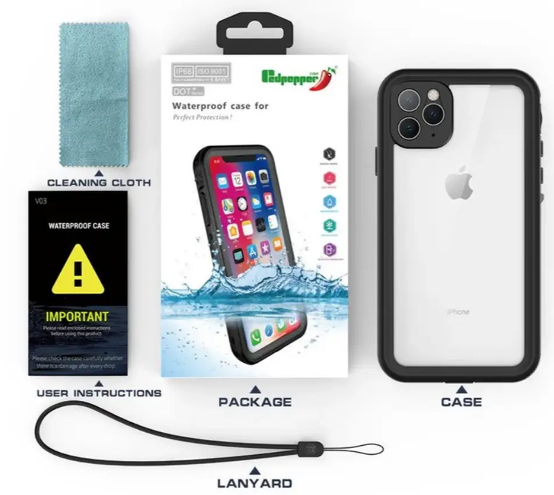 iPhone 12 Pro Waterproof Case Redpepper Full Protective Cover by techplus