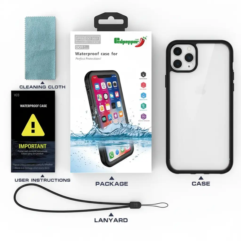 iPhone 12 Pro Max Waterproof Case Redpepper Full Protective Cover by techplus