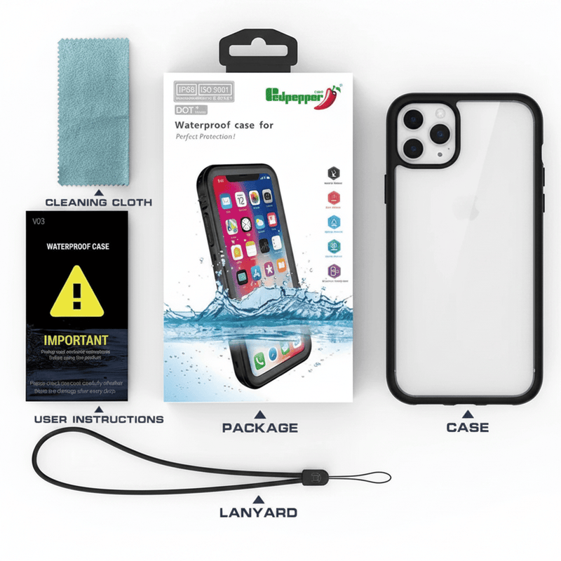 techplus iPhone 13 Pro Max Waterproof Case Redpepper Full Protective Cover Redpepper iPhone 13 Pro Max Waterproof Case