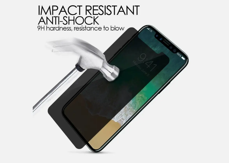 iPhone X Privacy Tempered Glass Screen Protector – 9H Anti-Spy by techplus