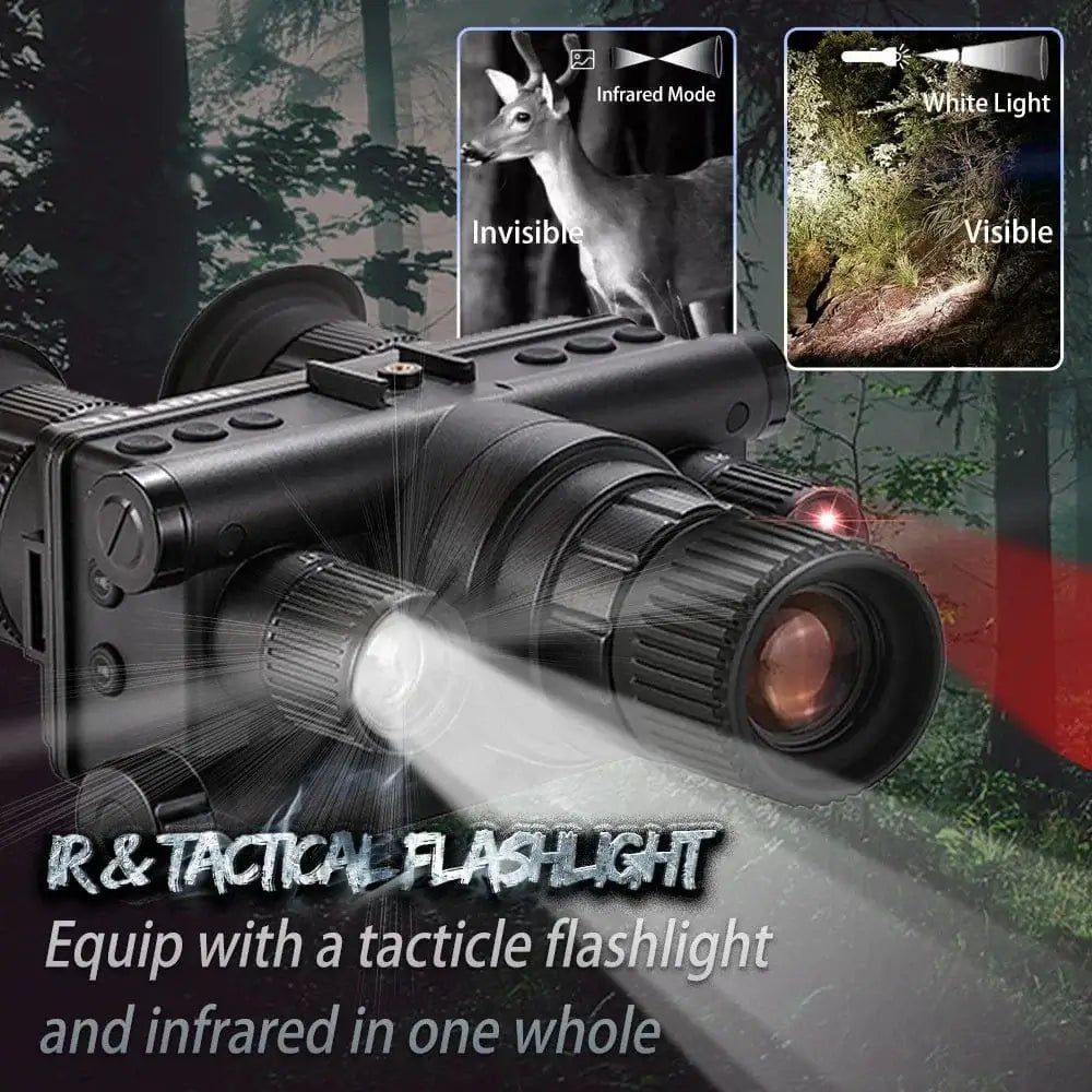 China China OHB-R5 OHB-R5 Digital Binoculars 1080P HD Night Vision 600M Long Range Hunting with IR & Tacticle Flashlight Head Mounted Video