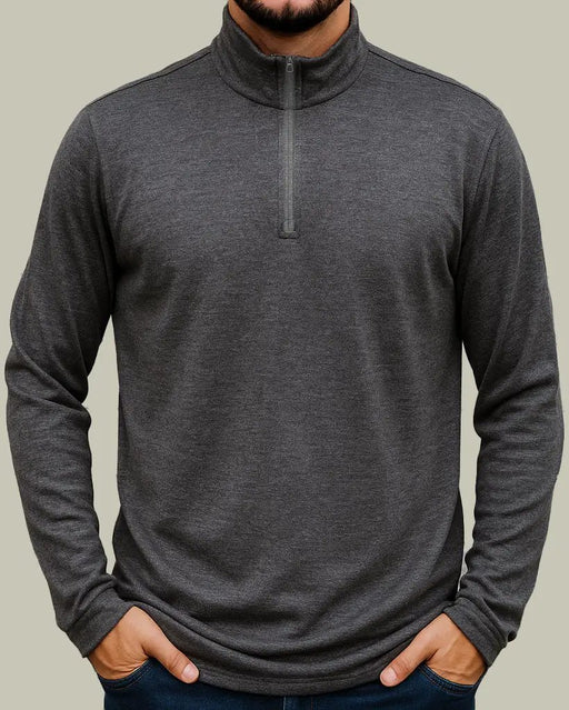 Men's 1/4 Zip Top - 100% Merino Wool, Slate Grey by Merino 365 NZ