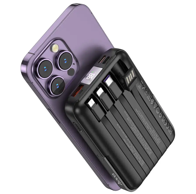J135 Rico Magnetic Wireless Power Bank 10000mAh with Built-In Cables by techplus