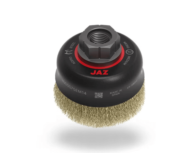 Jaz Brush Jaz Cup Brush High Speed 75mm x 22mm x 0.3mm - M10 Multi-Fit Thread - Stainless Steel (BRUH-7510S)