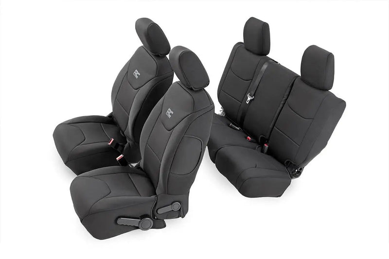 Seat Covers Front and Rear 4-Door Jeep Wrangler JK 4WD (2013-2018) by Magwarehouse.com