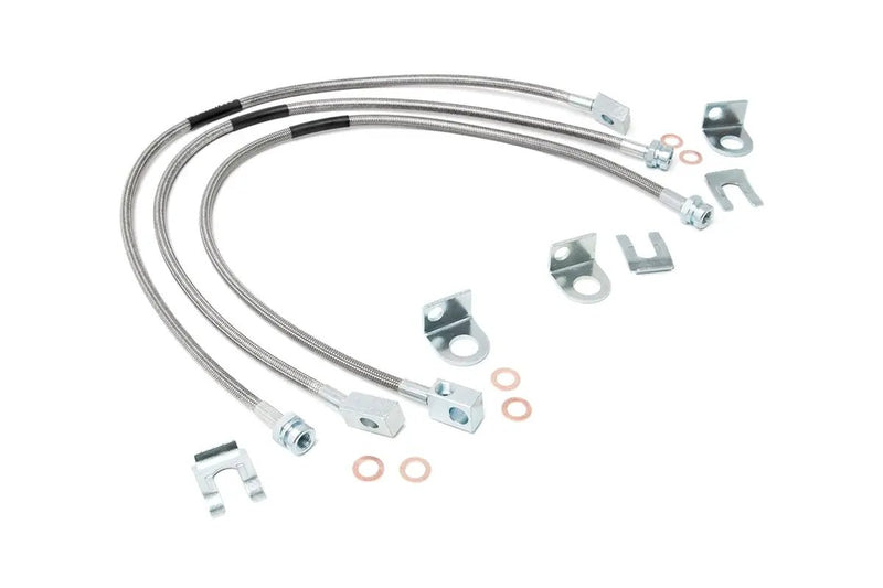 Jeep Front & Rear Stainless Steel Brake Lines 4-6in Lifts (XJ/YJ/TJ) by Magwarehouse.com