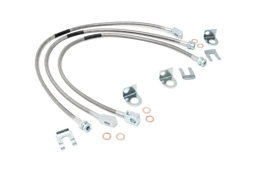 Jeep Front & Rear Stainless Steel Brake Lines 4-6in Lifts (XJ/YJ/TJ) by Magwarehouse.com