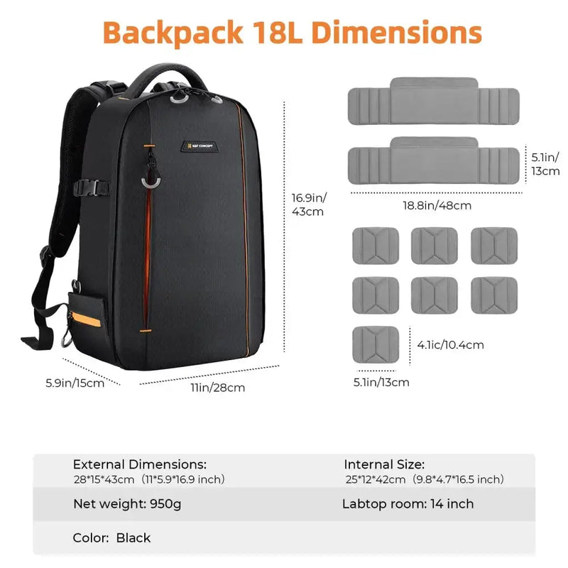 Habicare Habicare Waterproof DSLR Camera Backpack With Laptop Compartment 18L Habicare Waterproof DSLR Camera Backpack 18L Laptop