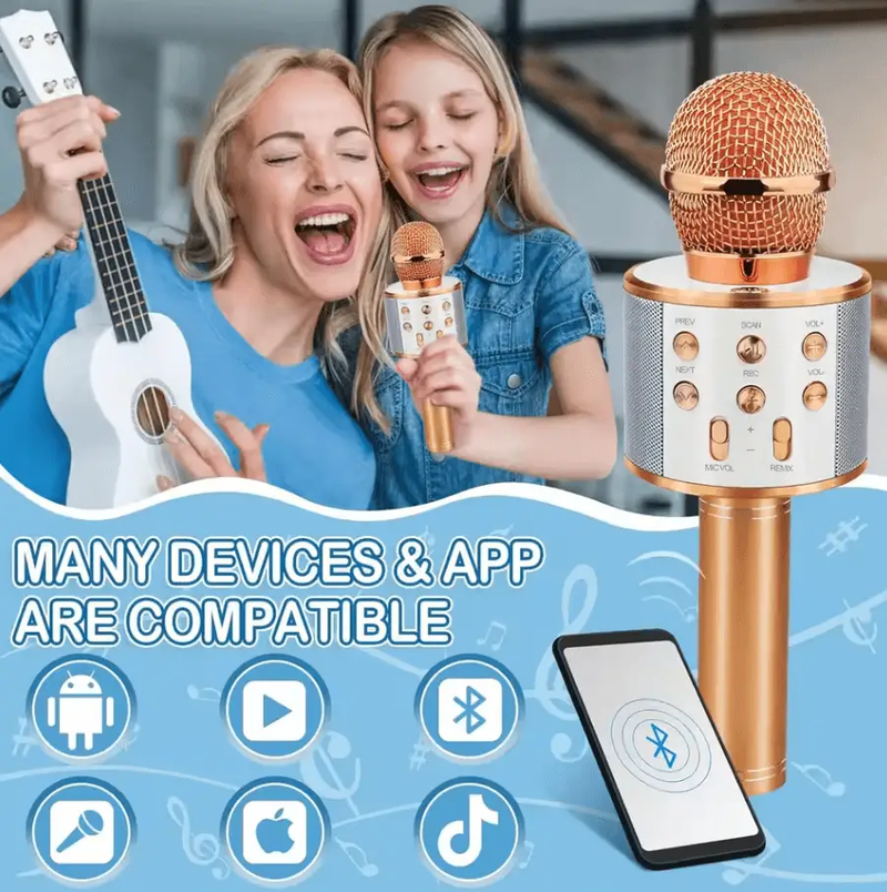 Wireless Bluetooth Karaoke Microphone– 5-in-1 Portable Mic by techplus