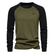 Men's Cotton Long Sleeve Color Block T-Shirt - Casual Comfort & Style by Mead's Supply & Equipment Outfitters limited