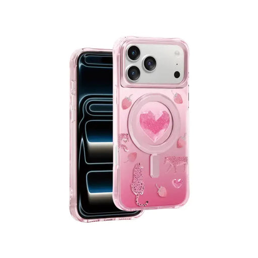 techplus Mobile Phone Case Keephone 3D Heart Glitter Case for iPhone 17 Pro | MagSafe Compatible (Peachy) Keephone Peachy 3D Heart Case for iPhone 17 Pro