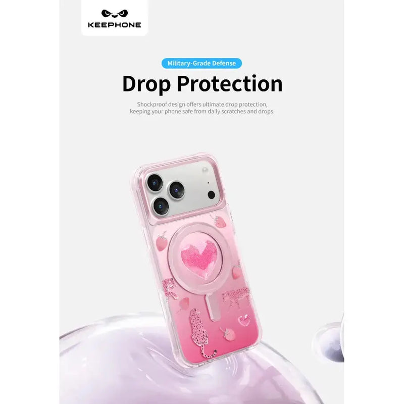 techplus Mobile Phone Case Keephone 3D Heart Glitter Case for iPhone 17 Pro | MagSafe Compatible (Peachy) Keephone Peachy 3D Heart Case for iPhone 17 Pro