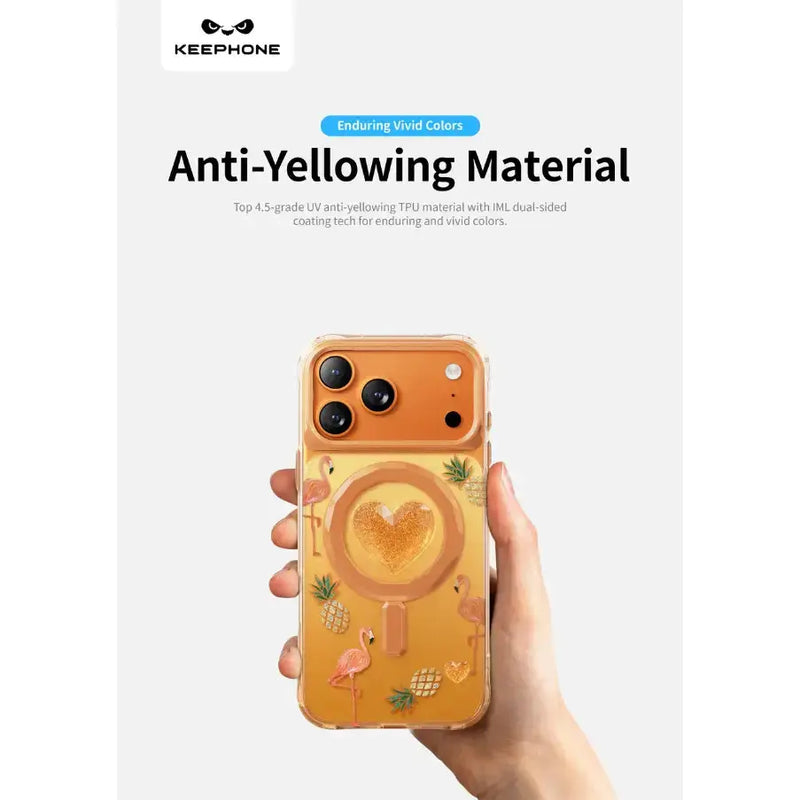 techplus Mobile Phone Case Keephone 3D Heart Glitter Case for iPhone 17 Pro | MagSafe Compatible (Peachy) Keephone Peachy 3D Heart Case for iPhone 17 Pro