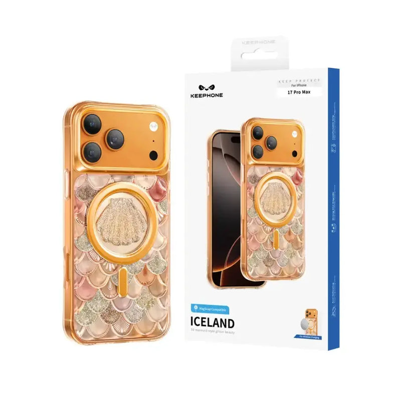 techplus Mobile Phone Case Keephone Iceland Glitter Case for iPhone 17 Pro | 3D Diamond Shell MagSafe Case Keephone Iceland Glitter Case for iPhone 17 Pro