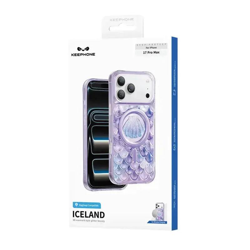 techplus Mobile Phone Case Keephone Iceland Glitter Case for iPhone 17 Pro | 3D Diamond Shell MagSafe Case Keephone Iceland Glitter Case for iPhone 17 Pro