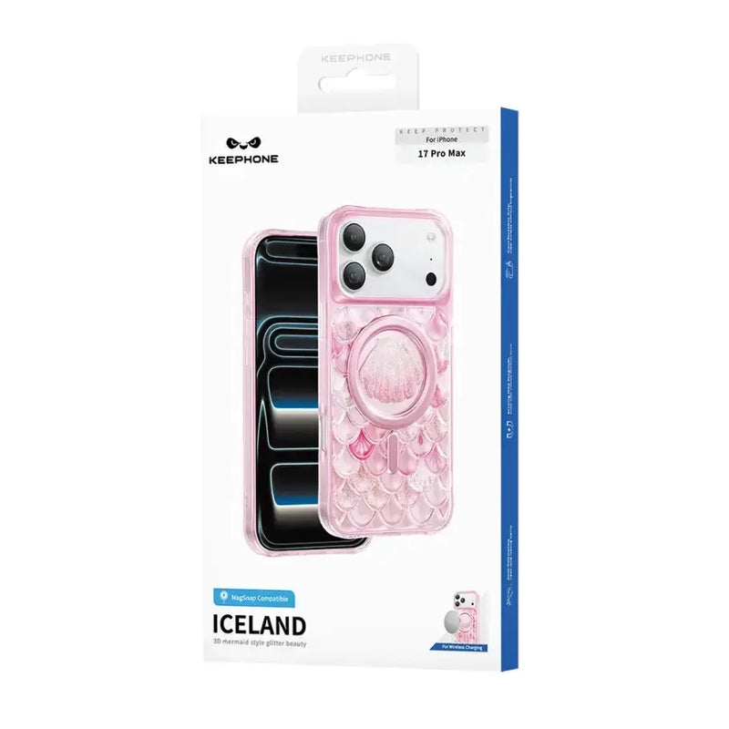 techplus Mobile Phone Case Keephone Iceland Glitter Case for iPhone 17 Pro Max | 3D Diamond Shell MagSafe Case Keephone Iceland Glitter Case For iPhone 17 Pro Max