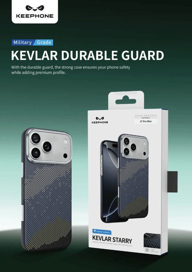 techplus Keephone Starry Kevlar MagSafe Case For iPhone 17 Pro Max 1500D Aramid Fiber Keephone Starry Kevlar Case for iPhone 17 Pro Max
