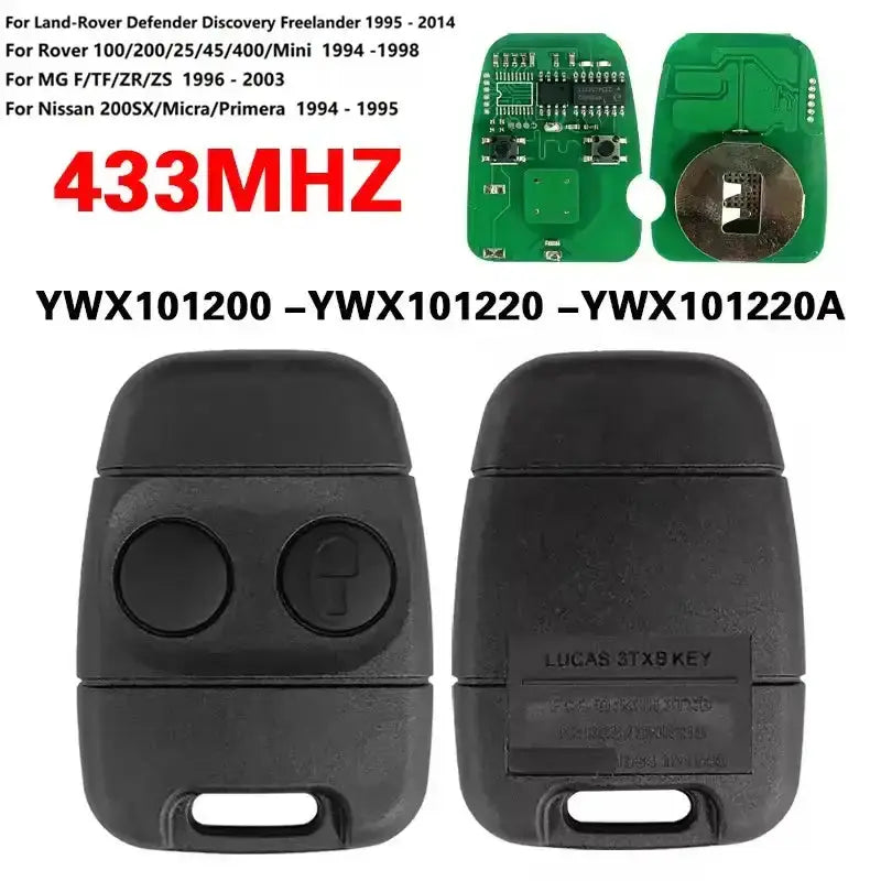 Habicare 2-Button Replacement Remote Key 433MHz for Land Rover, MG & Nissan (FCC: YWX101200) 2-Button Replacement Remote Key 433MHz for Land Rover, MG & Nissan (FCC: YWX101200)