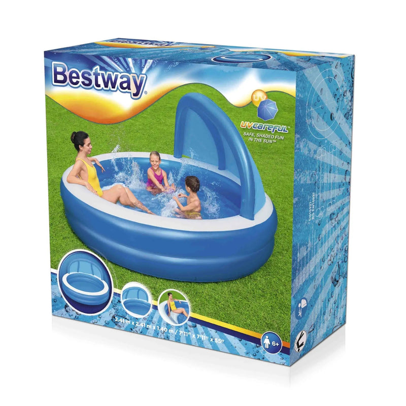Bestway 241x 241x140CM Inflatable Swim Center Family Pool with Sunshade by salelink.co.nz