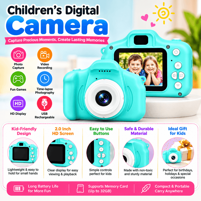 techplus Kids Digital Camera 1080P HD – Mini Waterproof Camera with 2.4-Inch Screen (Green) Kids Digital Camera 1080P HD – Mini Waterproof Camera with 2.4-Inch Screen (Green)
