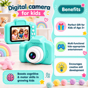 techplus Kids Digital Camera 1080P HD – Mini Waterproof Camera with 2.4-Inch Screen (Green) Kids Digital Camera 1080P HD – Mini Waterproof Camera with 2.4-Inch Screen (Green)