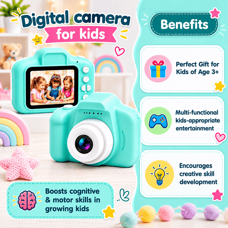 techplus Kids Digital Camera 1080P HD – Mini Waterproof Camera with 2.4-Inch Screen (Green) Kids Digital Camera 1080P HD – Mini Waterproof Camera with 2.4-Inch Screen (Green)