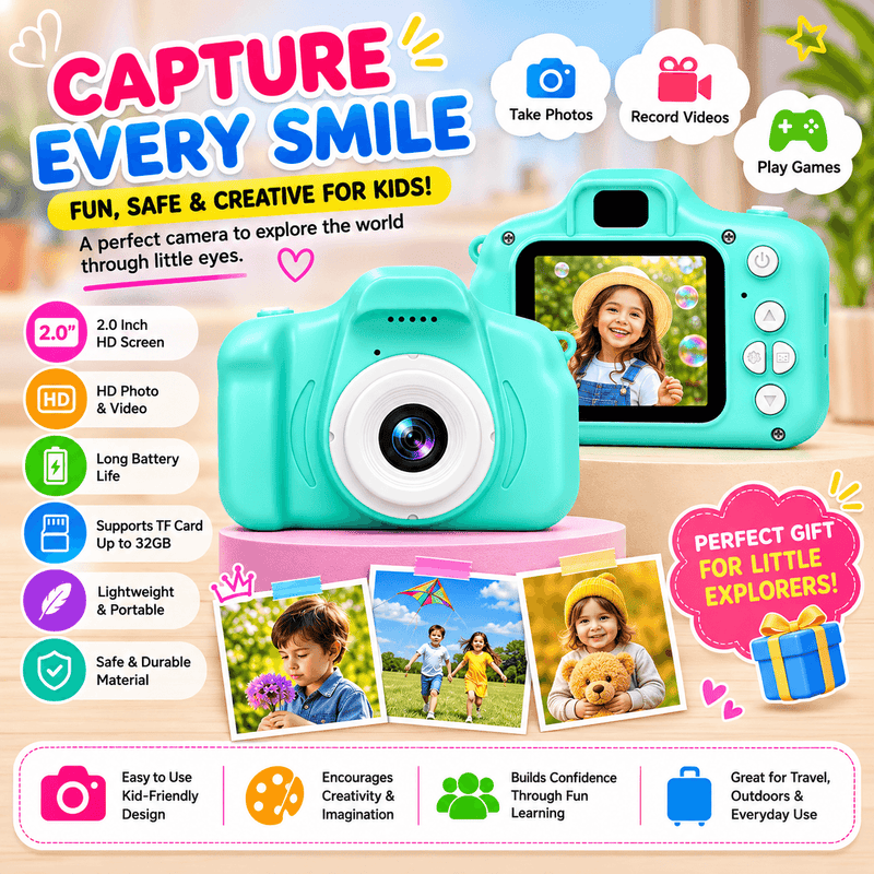 techplus Kids Digital Camera 1080P HD – Mini Waterproof Camera with 2.4-Inch Screen (Green) Kids Digital Camera 1080P HD – Mini Waterproof Camera with 2.4-Inch Screen (Green)