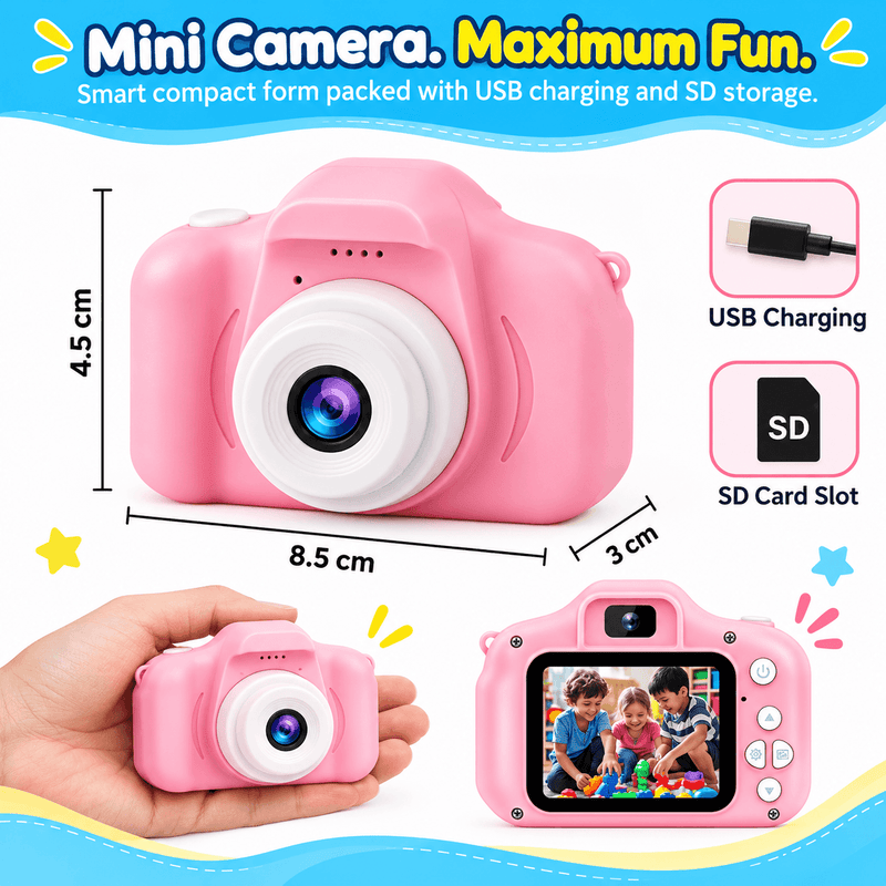 techplus Kids Digital Camera 1080P HD – Mini Waterproof Camera with 2.4-Inch Screen (Pink) Kids Digital Camera 1080P HD – Mini Waterproof Camera with 2.4-Inch Screen (Pink)