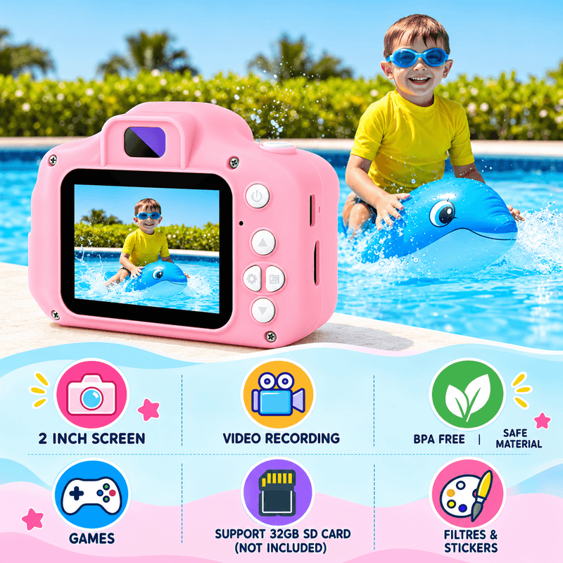 techplus Kids Digital Camera 1080P HD – Mini Waterproof Camera with 2.4-Inch Screen (Pink) Kids Digital Camera 1080P HD – Mini Waterproof Camera with 2.4-Inch Screen (Pink)