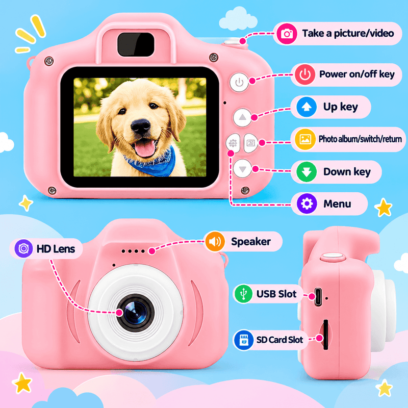 techplus Kids Digital Camera 1080P HD – Mini Waterproof Camera with 2.4-Inch Screen Blue Pink Green Kids Digital Camera 1080P HD – Mini Waterproof Camera with 2.4-Inch Screen Blue Pink Green