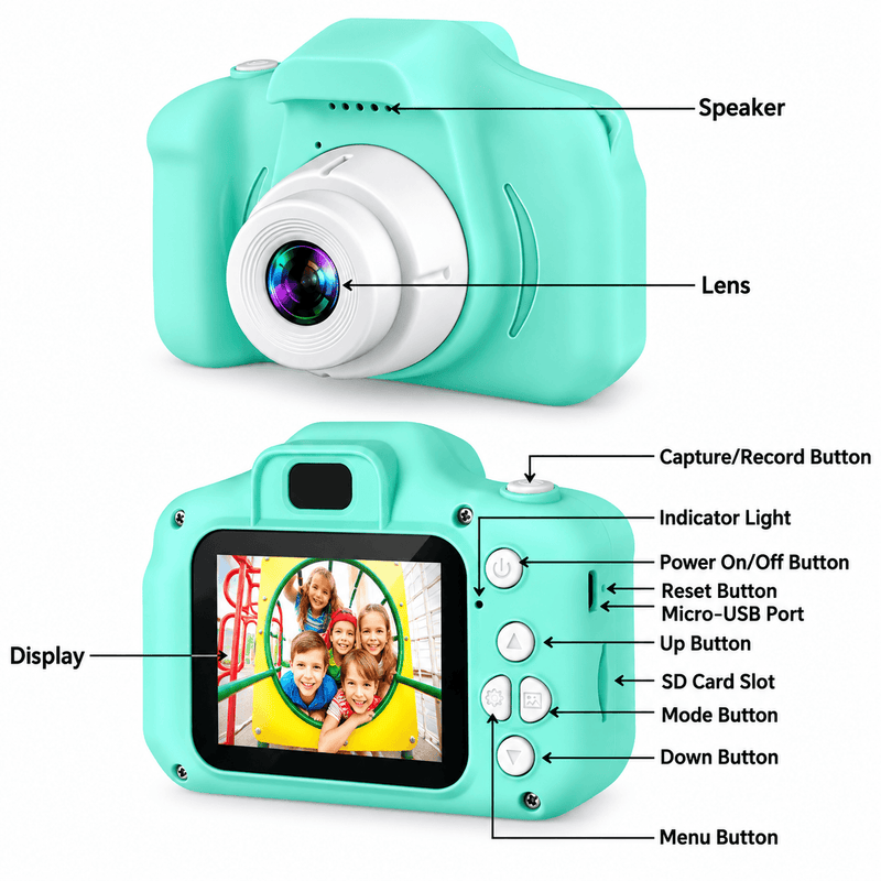 techplus Kids Digital Camera 1080P HD – Mini Waterproof Camera with 2.4-Inch Screen Blue Pink Green Kids Digital Camera 1080P HD – Mini Waterproof Camera with 2.4-Inch Screen Blue Pink Green