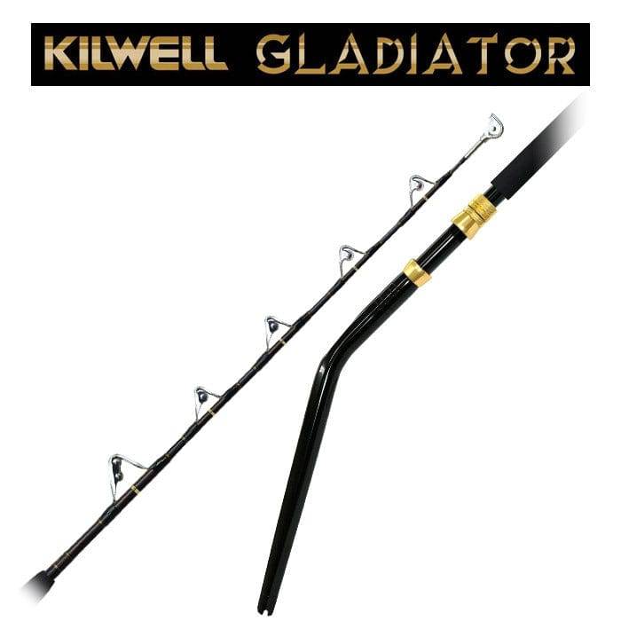 Kilwell NZ Gladiator 37-60kg Rollered DBB Rod showcasing its E-Gass Fibreglass construction and roller guides.