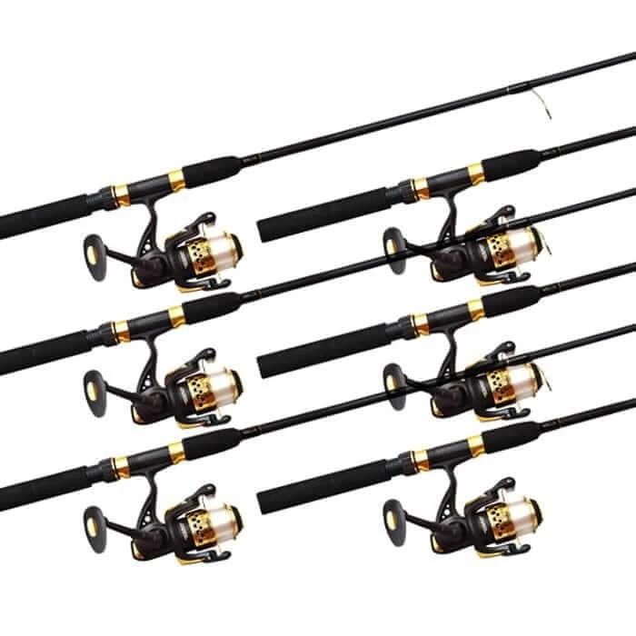 Kilwell Spin Combo LED Disco Stix 562 Black (6) set of six spinning rod and reel combos for fun fishing.