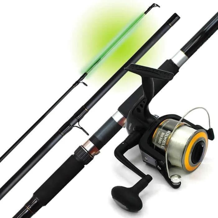 Kilwell Surf Combo LED1403, BLSN380 showcasing LED light for surfcasting with a spinning reel.