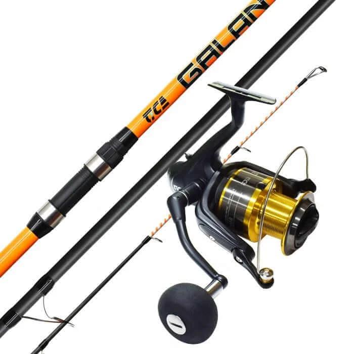 Tica Surf Combo Galant 1463, BW8000 with orange rod and black spinning reel for surf fishing.