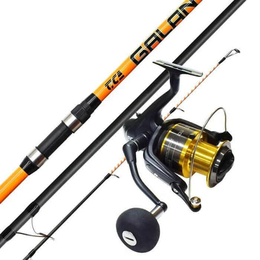Tica Surf Combo Galant 1463, BW8000 with orange rod and black spinning reel for surf fishing.