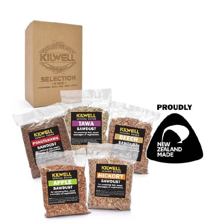 Kilwell NZ Selector Sawdust 500ml Asstd 5pk - Five sawdust flavours in sampler bags for Kilwell Smoker.