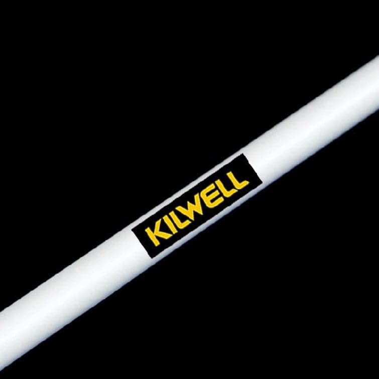Kilwell NZ Outrigger Blank 38 3.6m Wh (Ea) close-up view of branding on the white rod.