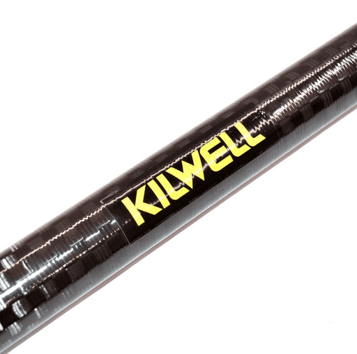 Kilwell NZ Outrigger 40.8 Blank 4.6m 12K(Ea) with Accessories close-up on the black fibreglass material.