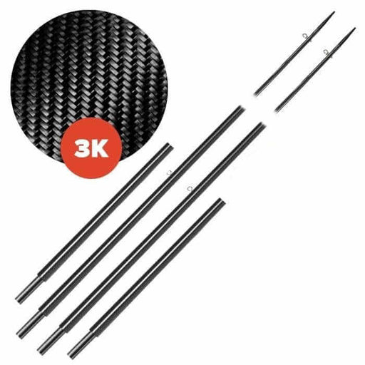 Kilwell NZ Outriggers 5.8m Stiff SL 3K Drop-In carbon wrapped poles with 3K design and tapered tips.